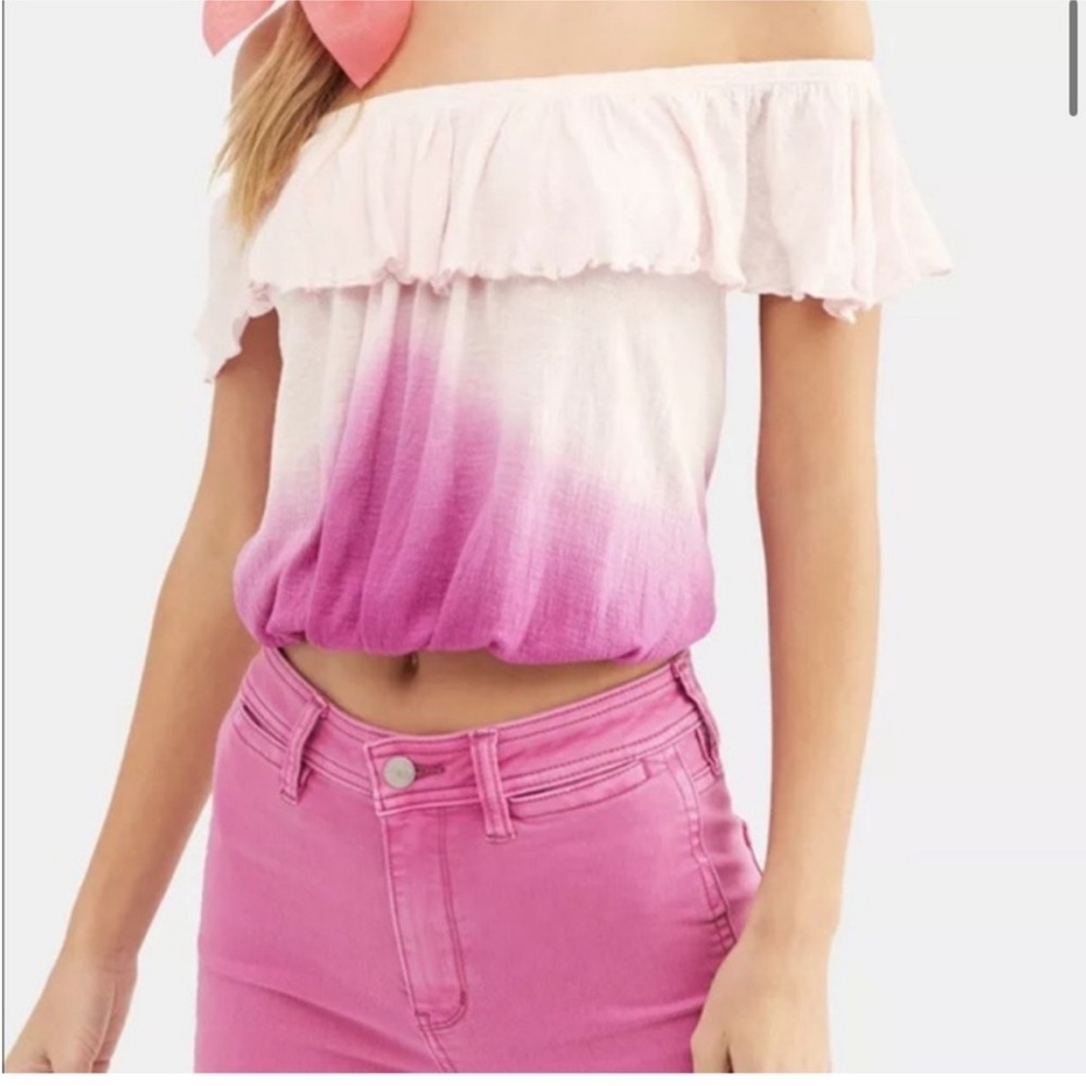 Free People womans boho Pink Ombre Off-Shoulder Blouse size XS & M